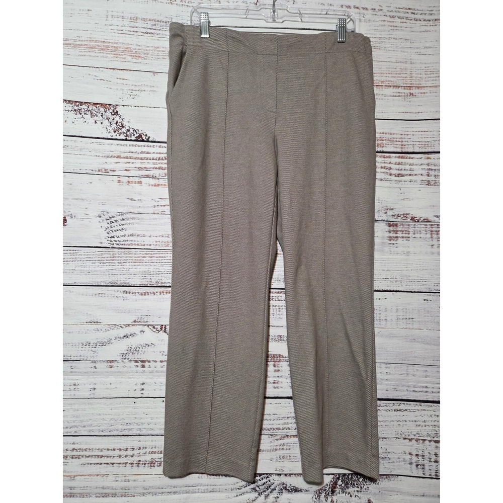 Rachel Zoe Womens Taupe Pintuck Straight Leg Size L Stretch Pull On Dress Pants